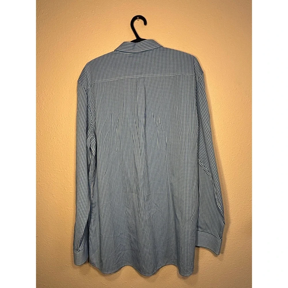 Johnnie-O Prep-Performance Mens XL Blue Gingham Button Down Shirt Long Sleeve - Picture 4 of 5